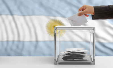 Fototapeta na wymiar Voter on an Argentina flag background. 3d illustration
