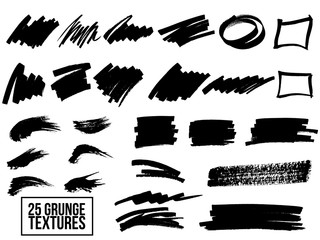 Set of black paint, ink brush strokes, brushes, lines. Dirty artistic design elements, boxes, frames for text. - 139417942