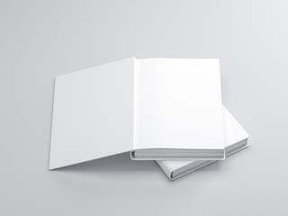 Opened white Book Mockup, Front page, title, 3d rendering