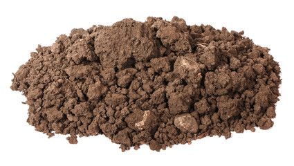 pile of soil for plants isolated on white background