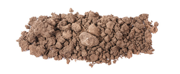 pile of soil for plants isolated on white background