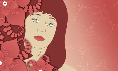 Beautiful woman's face  with flowers