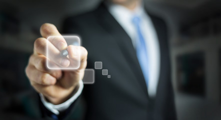 Businessman surfing on internet with digital tactile interface 3D rendering