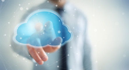 Fototapeta premium Businessman using digital cloud 3D rendering