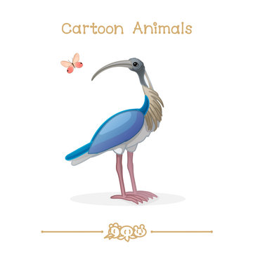 Toons series cartoon animals: ibis & butterfly
