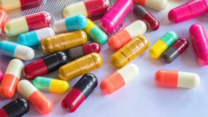 Colorful capsule pills medicine