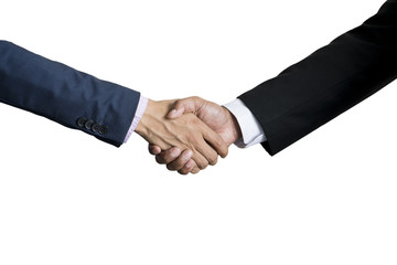 Hand shake between two businessmen isolated on white background