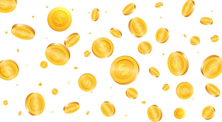 Gold coins background. Flying coins