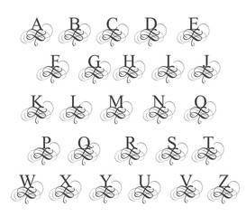 art calligraphy alphabet. Vector illustration EPS10