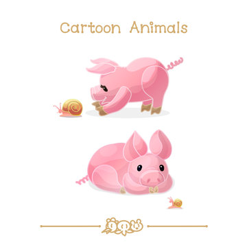 Toons series cartoon animals: little pigs & snails
