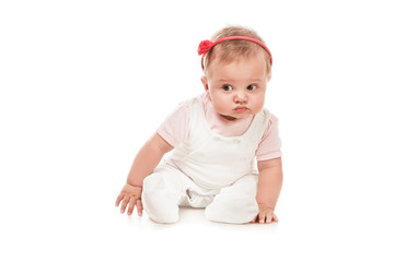 Expressive Happy Adorable Baby on a White Background