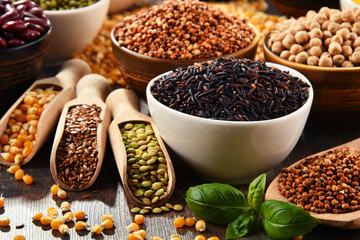 Composition with variety of vegetarian food ingredients