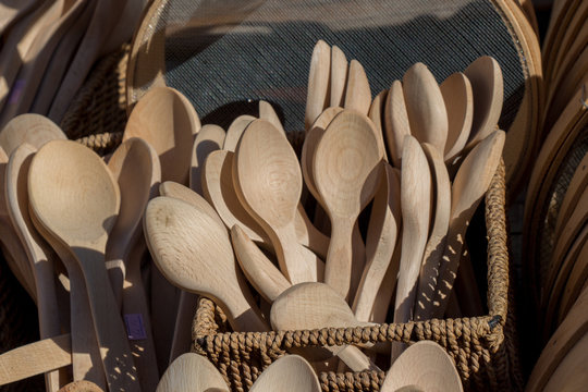 soup spoon or tablespoon made of wood