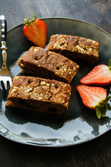 European desset with fresh strawberry