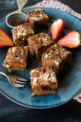 European desset with fresh strawberry
