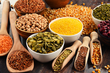 Composition with variety of vegetarian food ingredients