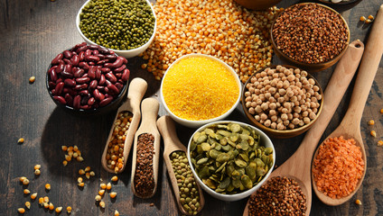 Composition with variety of vegetarian food ingredients