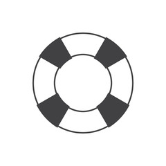 Simple flat rescue wheel icon, grayscale on white background