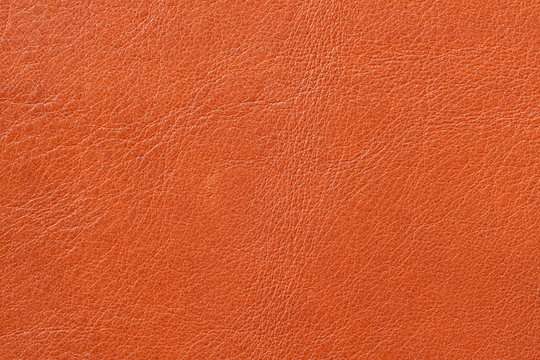 Texture of genuine leather close-up, cowhide, orange. For natural, artisan backgrounds, backdrop, substrate composition use
