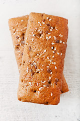 Dietetic cookies with sunflower seeds and sesame seeds, diet food, bakery products.