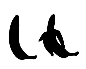 banana intera e banana sbucciata illustrazione vettoriale pittogramma