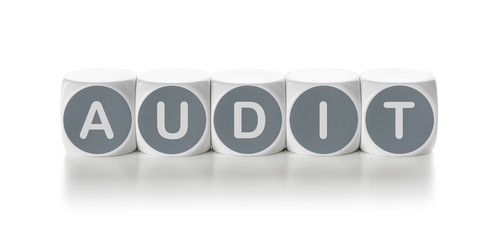 Buchstabenwürfel auf weißem Hintergrund - Audit
