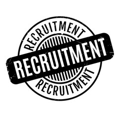 Recruitment rubber stamp. Grunge design with dust scratches. Effects can be easily removed for a clean, crisp look. Color is easily changed.