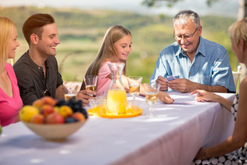 family playing cards.