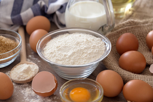 Egg and flour for baking cookies.