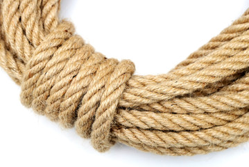 Tourist tight rope. Knot the rope.