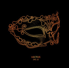 Sketch of Venetian masks. Accessory for masquerade or costume ball. Vector illustration - obrazy, fototapety, plakaty
