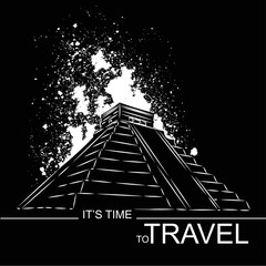 Vector illustration of Aztec pyramid. Abstract theme of travel