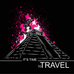 Vector illustration of Aztec pyramid. Abstract theme of travel