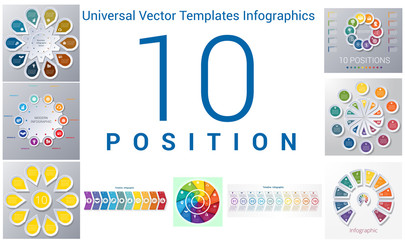 Universal templates set infographics 10 positions