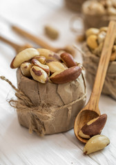 Brazilian nut and wooden spoons