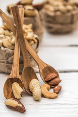 Brazilian nut and wooden spoons