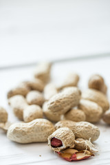 Unshelled peanuts close up