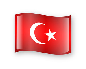 Turkey Flag Icon on white background.