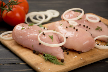 Raw chicken fillet