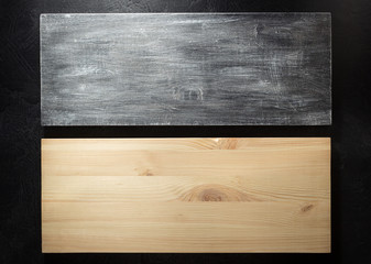 wooden signboard at black background