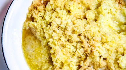 fresh raw potato puree as prepearing supper