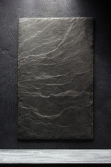 slate stone and shelf  on black © Sergii Moscaliuk