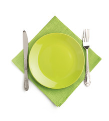 plate, knife and fork isolated