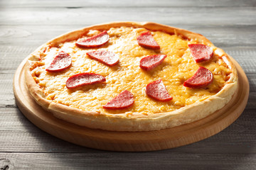pepperoni pizza at wood