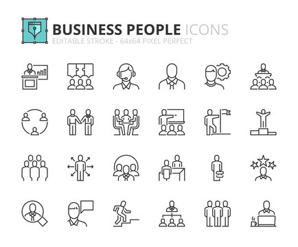 Outline icons about business people