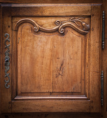 Vintage luxury dresser door. Art nouveau style. Vignette.