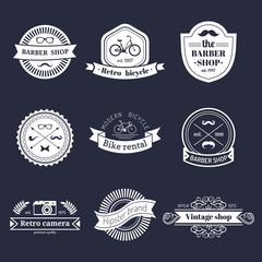 Vector set of vintage hipster logo. Retro icons collection.