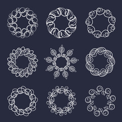 Vector set of design floral round wreath frames.