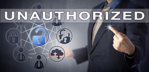 Corporate Manager Pointing Out UNAUTHORIZED