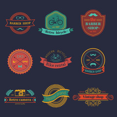 Vector set of vintage hipster logo. Retro icons or badges collection.